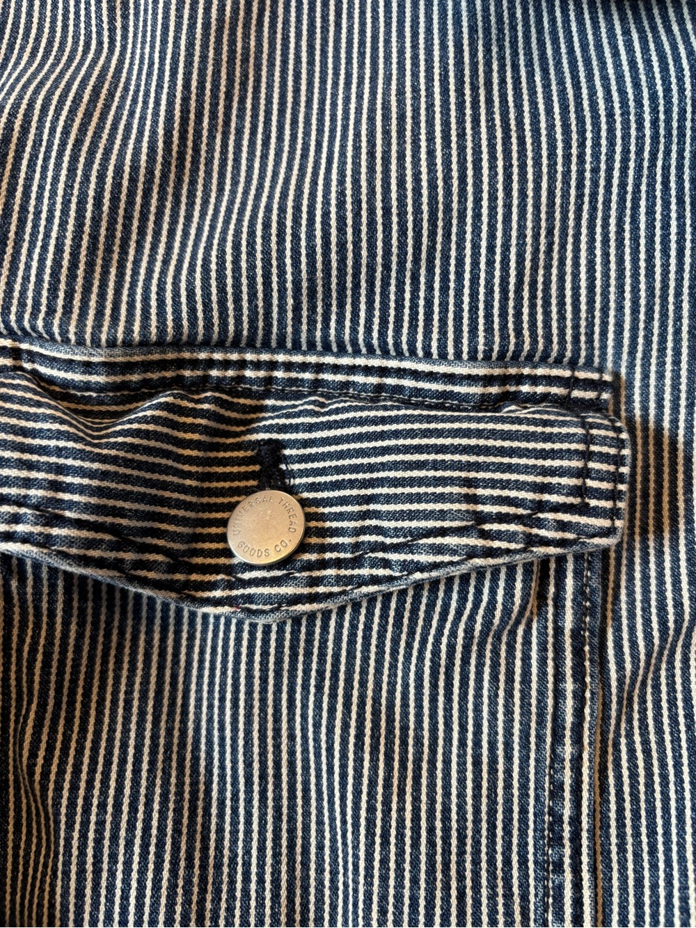Universal Thread Navy and White Pinstripe Button Down Shirt - Picture 3 of 4